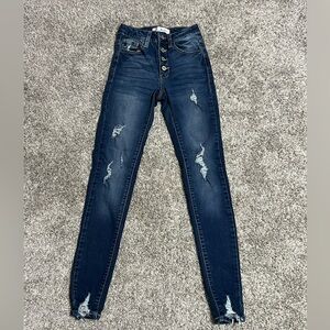 Kancan Stylish Blue Distressed Women Jeans